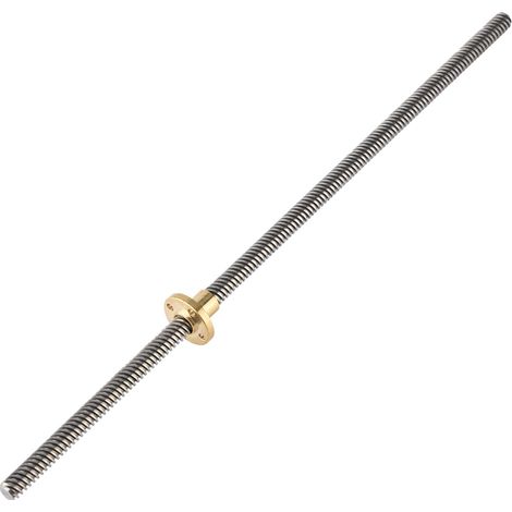 Trapezgewindestange aus Edelstahl T8 (8 mm) mit Messingmutter für 3D-Drucker, Länge 330 mm (1/5)