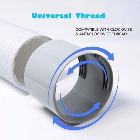 1 Tuyau d'évacuation, 150 cm, Ø150 mm, filetage inversé, polypropylène flexible, climatiseur portable (1/4)