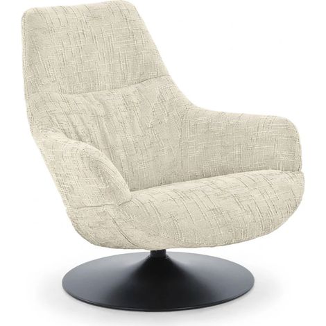 Fauteuil pivotant 360° tissu texturé beige socle métal – AUGUSTE