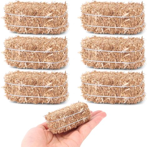 6pcs Mini Bottes de Foin, Réalistes Artisanat Petites Bottes de Foin Petite Maison Décorer pour Thanksgiving Noël Crèche Fête des Récoltes d'automne Scène Décor (1/5)
