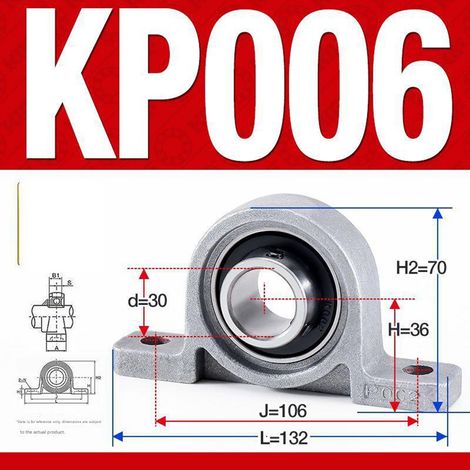 Satz mit 4 KP006 Stehlagern aus Zinklegierung – Vertikale Lagerstütze, 30 mm Bohrung, für Maschinen und Getriebe, Silber