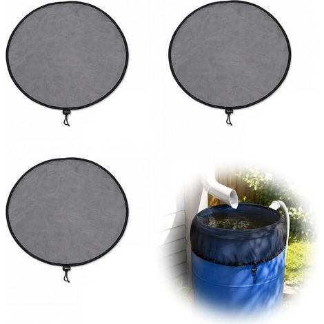 Lot de 3 Filet pour Citerne de Pluie, Filet de Protection pour Récupérateur d’Eau de Pluie, Housse Réglable avec Cordon Serrage 60 cm, pour Tonneau Pluie, Jardin, Terrasse et Extérieur (1/5)
