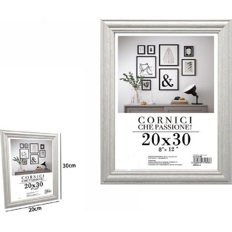 TrAdE Shop Traesio - Cornice Fotografie Quadri Tele Poster Portafoto 20 X 30 Cm Modello Silver 71618 -