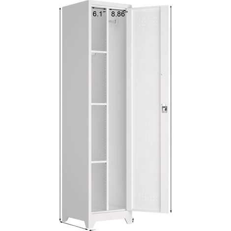 Armario de almacenamiento con estantes ajustables, diseño moderno, 15,75 x 15,75 x 64,96 cm, blanco, 1 puerta. (1/2)