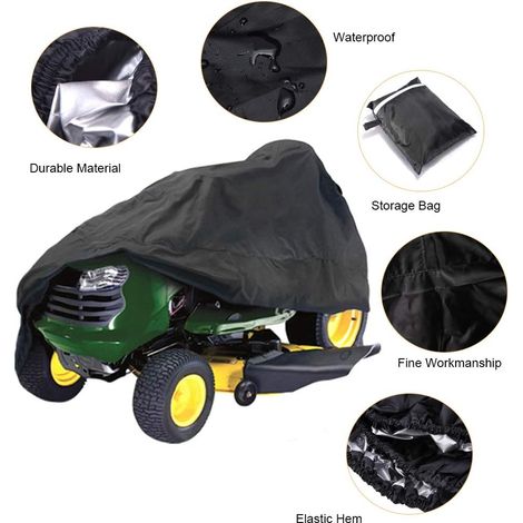 Housse imperméable XXL pour tondeuse autoportée, protection UV pour tracteur de jardin, 245 x 50 x 140 cm (1/5)
