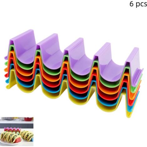 Paquete de 6 soportes para tortillas, soportes de PP para panqueques y sándwiches con esquinas redondeadas, 6 colores, 18,2 x 5,5 x 3,3 cm (1/5)