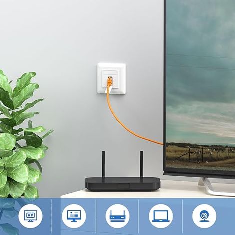 Cat7 1 Port Network Socket - Shielded 10 Gigabit LAN Socket - Universal Surface/Flush-Mounted Network Socket - CAT7 CAT6 CAT6A Compatible - White (1/4)