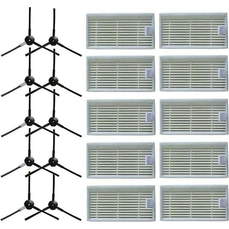 10 cepillos laterales + 10 filtros HEPA para el robot aspirador Lidl SilverCrest SSR 3000 A1 (XU) - KZQ (1/4)