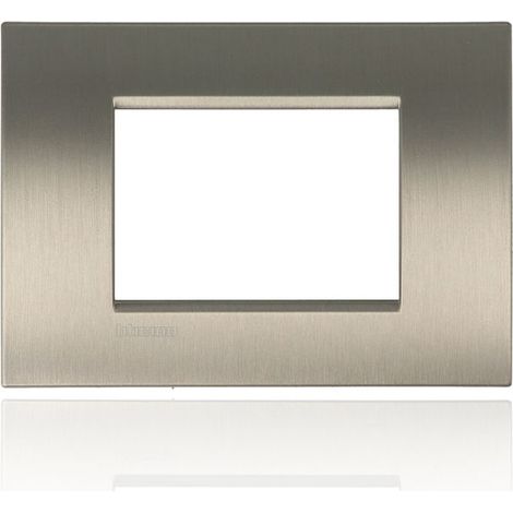 Placca quadra Livinglight 3 moduli acciaio spazzolato