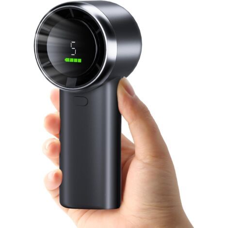 Mini ventilateur portable USB haute vitesse, alimenté par batterie, 5 vitesses, 4 000 mAh, rechargeable par USB, pour les voyages, le bureau, le camping, l'école et le sport (noir) (1/4)
