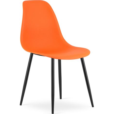 Sedia di design WAT arancione con gambe in metallo nero (1/5)
