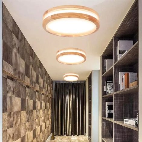 U-do Lot de 3 Plafonnier Couloir,Retro Lustre Plafonnier LED Vintage Lampe de Plafon Industrielle en Bois Style (1/4)