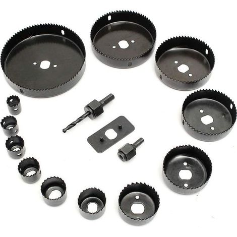 Seghe Tazza Trapano Set 16pz Punte Taglio Perforazione Legno Metallo Plastica