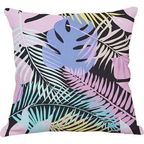 Kissenbezüge aus Baumwolle und Leinen für Wohnzimmer, Sofa und Schlafzimmer – Lendenkissenbezüge mit Retro-Blumen- und tropischem Pflanzenmuster