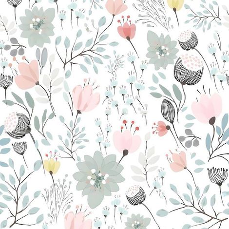 Papier Peint Fleuri Bleu Blanche Fleurs Lotus Papier Peint Adhesif Mural Decoratif Chambre Salle De Bain 44,5Cm × 300Cm Papi[BI21] (1/5)