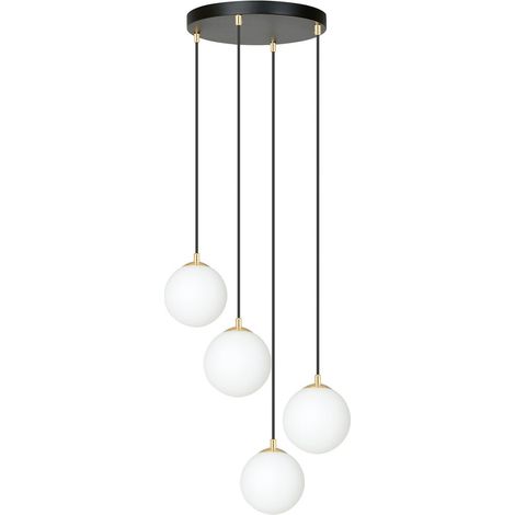 Lampada a Sospensione Royal, Acciaio verniciato a polvere, Vetro, Nero, Oro, Bianco, 40x100x40 cm