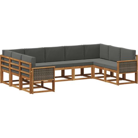 Outdoor Sofa Set 9 pcs Natural and Anthracite Solid Acacia Wood vidaXL (1/5)