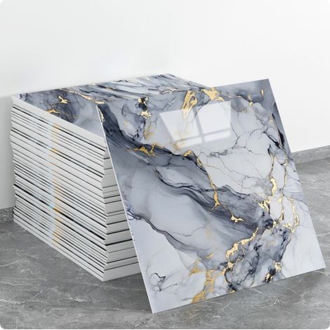 (10 Stück, 30×30 cm, Q037) Selbstklebende Wandaufkleber für Fliesen, Marmorstruktur, Wanddekoration, PET-Material, geeignet für Küchen, Badezimmer, Kamine und Waschküchen.