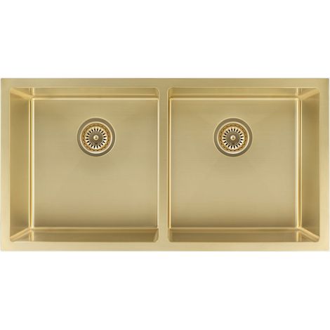 Lavello da cucina doppio 855 mm - ottone spazzolato - Tilia (1/5)
