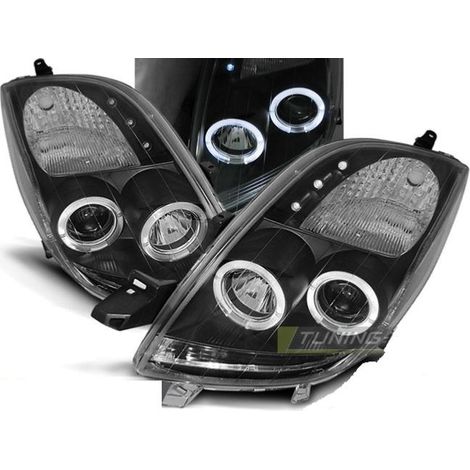 Paire de feux phares Toyota Yaris 06-09 angel eyes noir-27361870 (1/2)