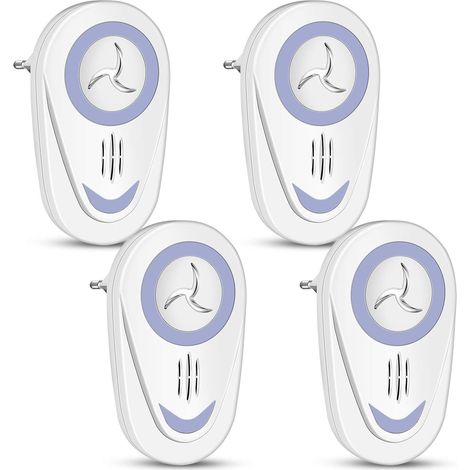Repelente ultrasónico de plagas de 4 piezas, repelente de mosquitos, repelente de ratas, repelente para interiores, repelente de ratones, repelente de mosquitos, 100% seguro para humanos y mascotas. (1/5)