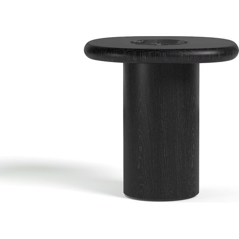 Table d'appoint en bois contreplaqué et marbre marbre noir et pied noir MARSULA (1/5)