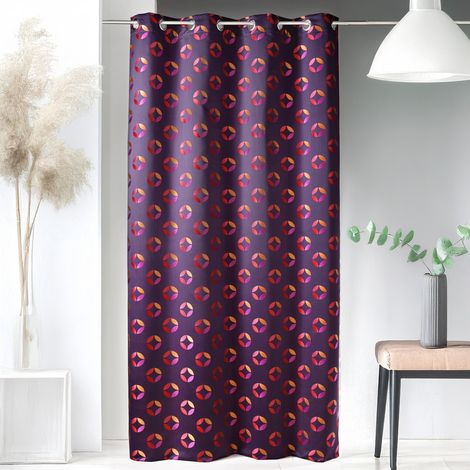 Rideau en jacquard à imprimés "rosace" Prune 140x260 cm
