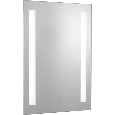 Searchlight Bathroom Mirrors - Miroir de salle de bain éclairé Touch 2 Light Silver avec prise rasoir IP44 (1/3)