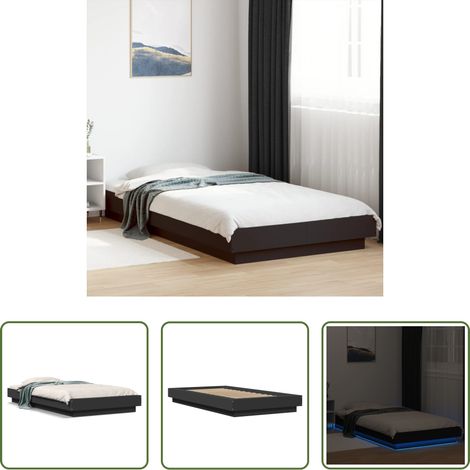 vidaXL Lits LED RVB - Cadre de lit avec lumières LED sans matelas noir 90x190 cm (1/5)