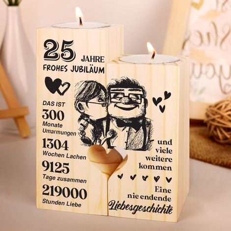 Silberhochzeit Geschenk Kerzenständer Deko 25 Hochzeitstag 25th (1/5)