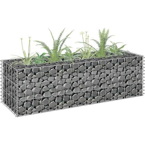 Lit surélevé à gabion Acier galvanisé 90x30x30 cm (1/4)