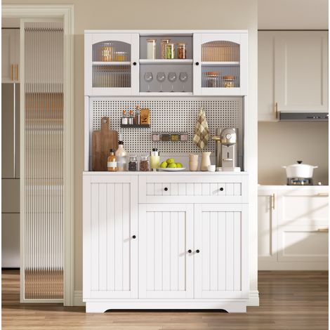 Hochschrank Küche 103,5x40x180 cm aus Spanplatten in Weiß, platzsparend – MEUBLIV (1/5)