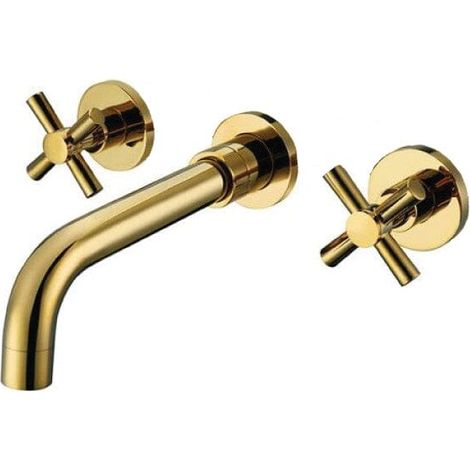 Grifo bimando lavabo empotrado CARBINI dorado brillo (1/3)