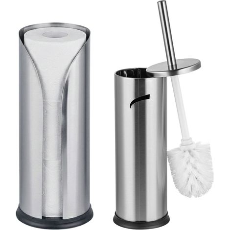 Set da bagno argento: porta rotolo di carta igienica e spazzolino (1/5)