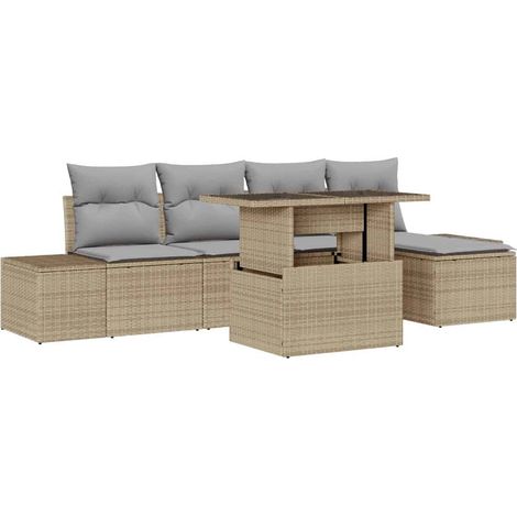 Maison Exclusive - Gartensofa-set mit Kissen 6 pcs Beige und Hell