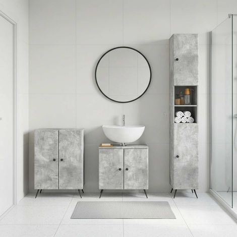 Beyamis Ensemble de meubles de salle de bain  3 pièces, gris béton (1/5)