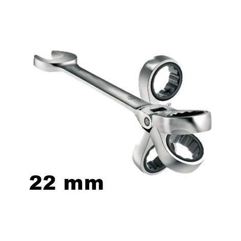 CHIAVE COMBINATA 22 MM A CRICCHETTO TESTA SNODABILE PIEGHEVOLE CHROME VANADIUM