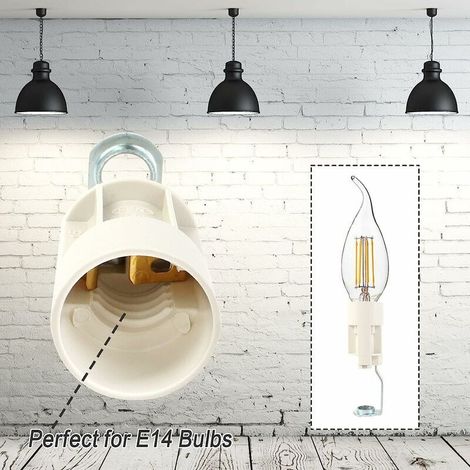 Culot pour ampoule E14 Douilles de Lampe E14 Réglables Convertisseur Douilles E14 Douille à Baonnette Support 10 PCS (Blanche) (1/3)