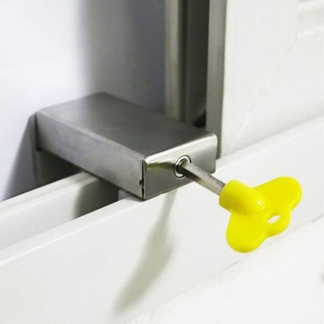 Verrou Pour Fenêtre Coulissante - Acier Inoxydable - Réglage 10 À 60 Mm - Installation Sans Perçage - 1 Pièce (1/4)