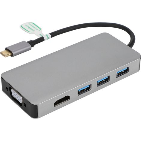 Adaptateur Multifonction Type C avec Ports VGA, HDMI, USB 3.0 et Sortie Vidéo 4K HD (1/5)