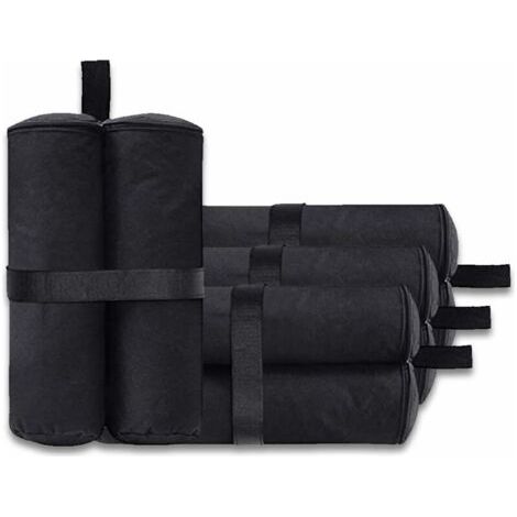 Lot de 4 sacs de lestage pour tonnelle - Pour auvent, tente - Sacs de lestage pour le sable - Pour extérieur instantané - Pieds lestés - Noir (style fermeture éclair, noir) (1/3)