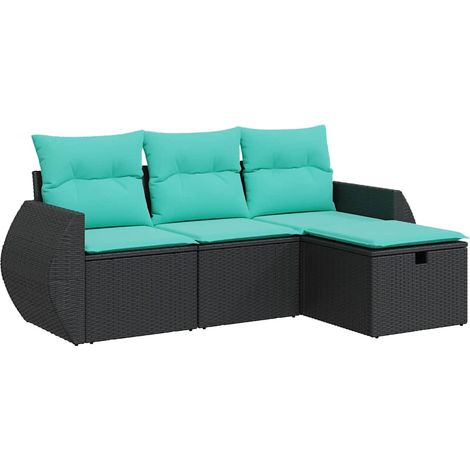 Maison Exclusive - Set Divani da Giardino 4 pz con Cuscini Nero in Polyrattan (1/5)