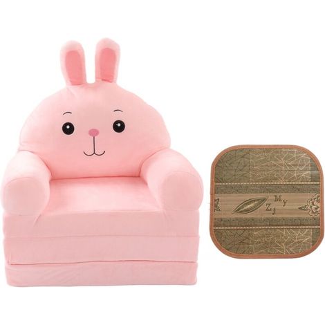 Jeffergarden Dessin animé mignon pliable enfants canapé dossier fauteuil 2 en 1 pliable enfants canapé-lit pour salon chambre rose-DOU