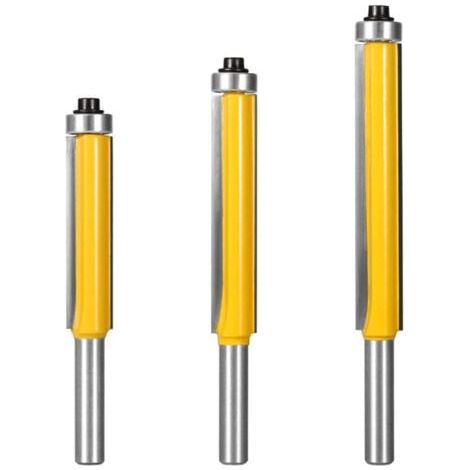 3 Pcs 8mm Tige Fraise a Copier, Fraise Defonceuse avec Roulement Supérieur, Fraisage de Menuiserie, Per Menuiserie Bricolage de Coupe Garniture Affleurante