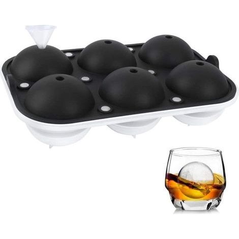 Bac à Glaçons, Bac à Glaçons Silicone avec Couvercle, avec 6 Compartiments, Grands Bac Glaçon Sans BPA pour Whisky, Cocktails