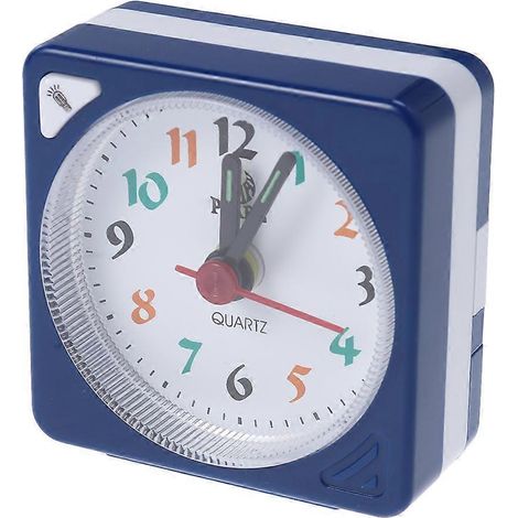 Horloge carrée miniature à quartz en plastique bleu pour afficher l'heure. (1/2)