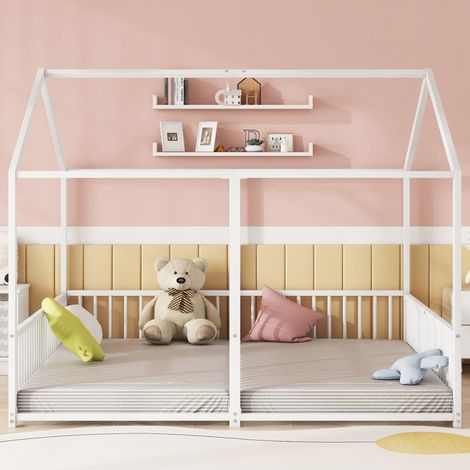 Bett Kinderbett Hausbett 90x200 Metall Weiß HAVRYA (1/5)