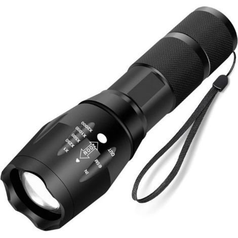 LED Lampe de Poche Tactique Super Lumineuse  Zoom et Mise Au Point Réglable, Mini Étanche, Fonction de Sécurité Stroboscopique SOS [Classe énergétique A+++] (1/5)