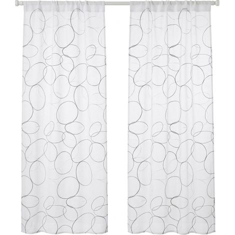 Paire de voilage 60 x 160 cm Galet gris (1/5)