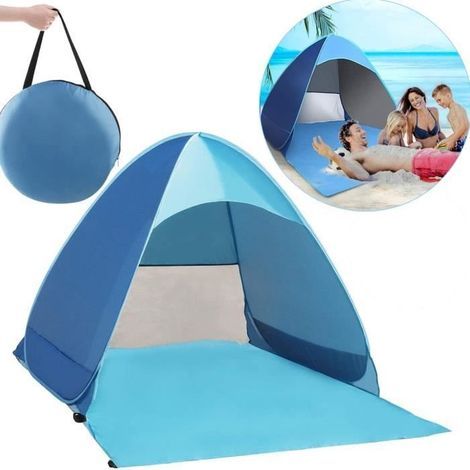 (Blau) ZHENKE UV-Schutz-Strandzelt für 2-3 Personen - Blau (1/4)